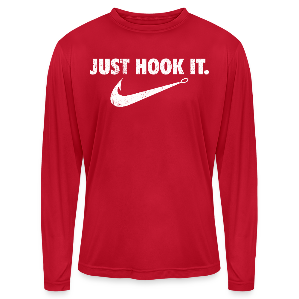 Just Hook It Performance Fishing Long Sleeve Tee - red
