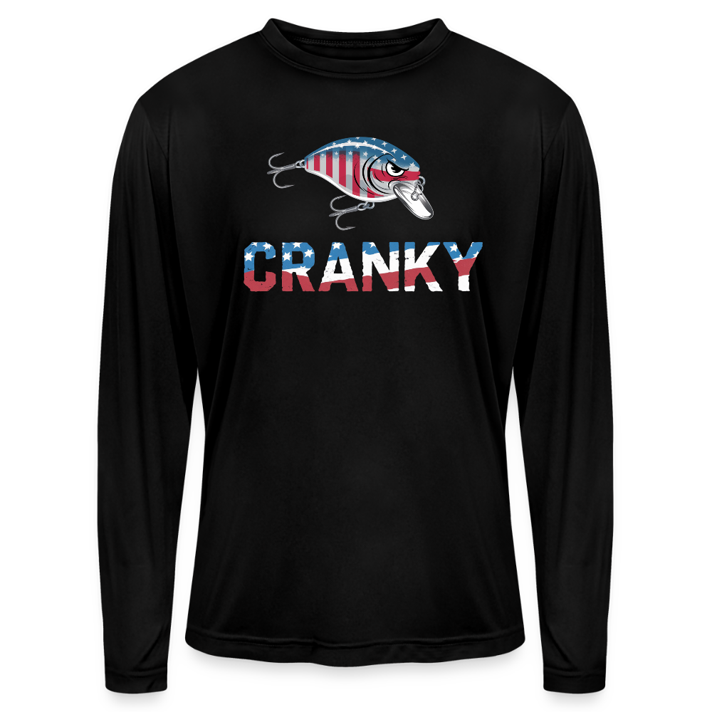 Cranky Crankbait USA UPF40 Performance Long Sleeve T Shirt - black
