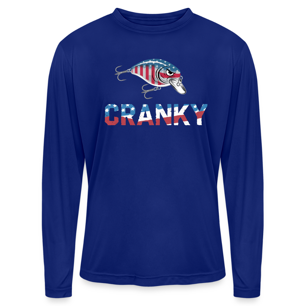 Cranky Crankbait USA UPF40 Performance Long Sleeve T Shirt - royal blue
