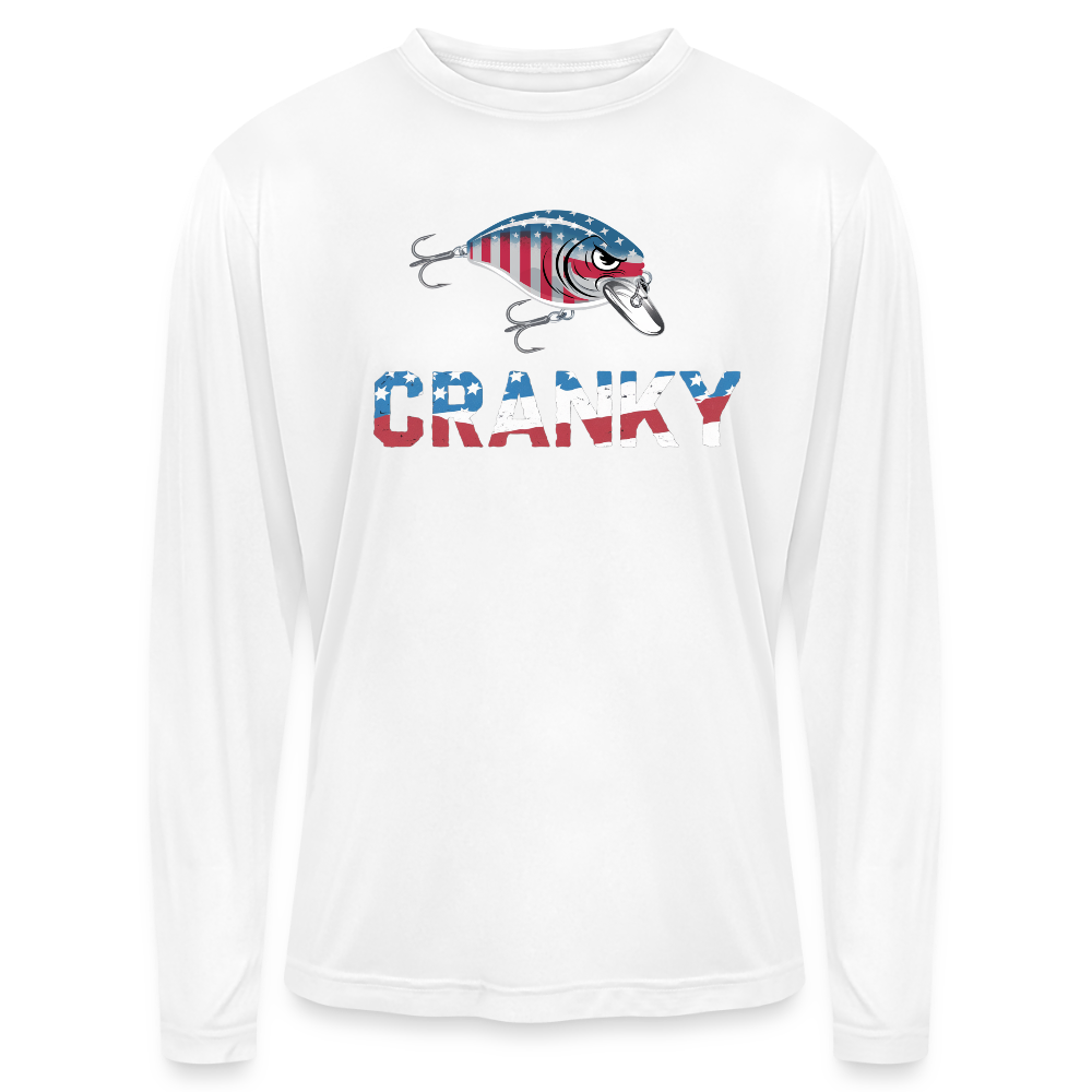 Cranky Crankbait USA UPF40 Performance Long Sleeve T Shirt - white