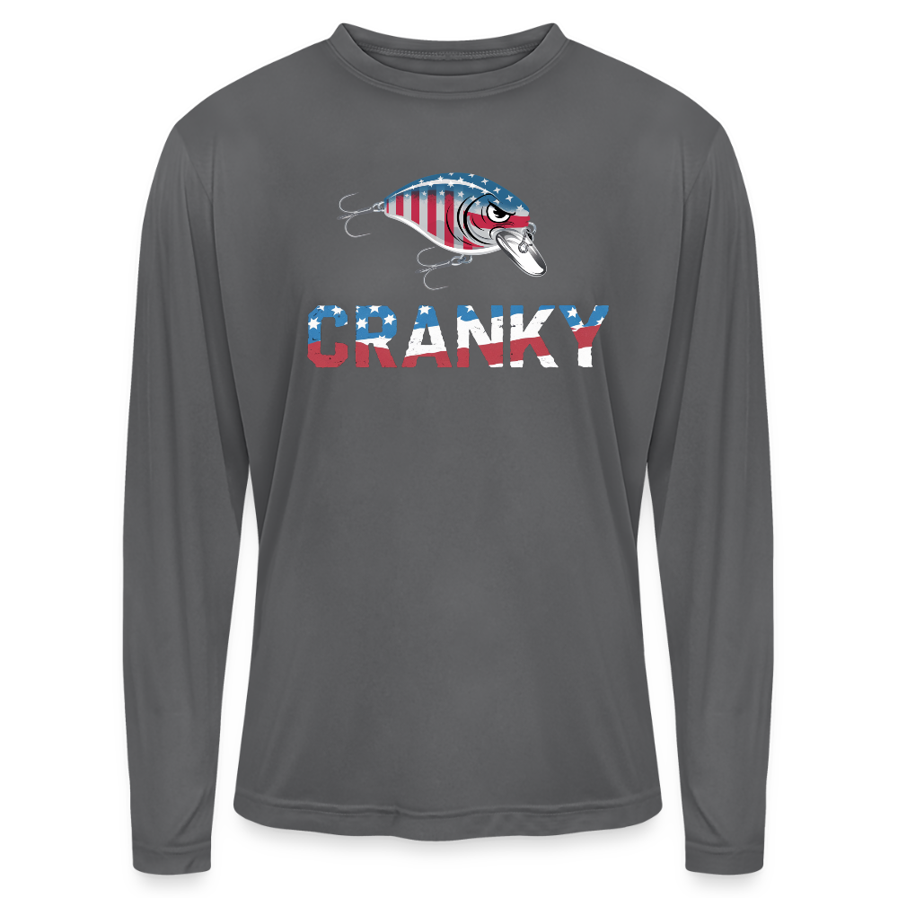 Cranky Crankbait USA UPF40 Performance Long Sleeve T Shirt - graphite
