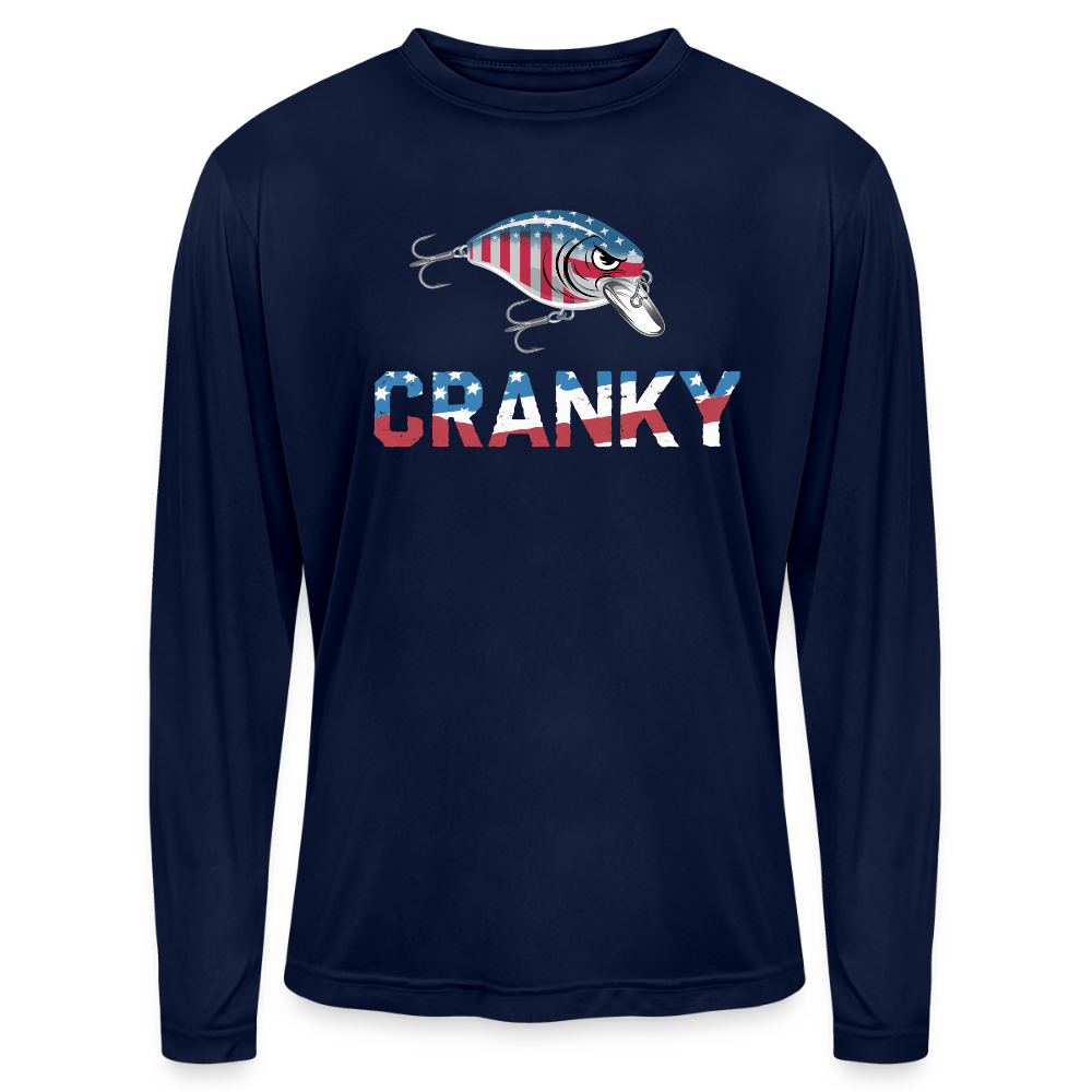 Cranky Crankbait USA UPF40 Performance Long Sleeve T Shirt - dark navy