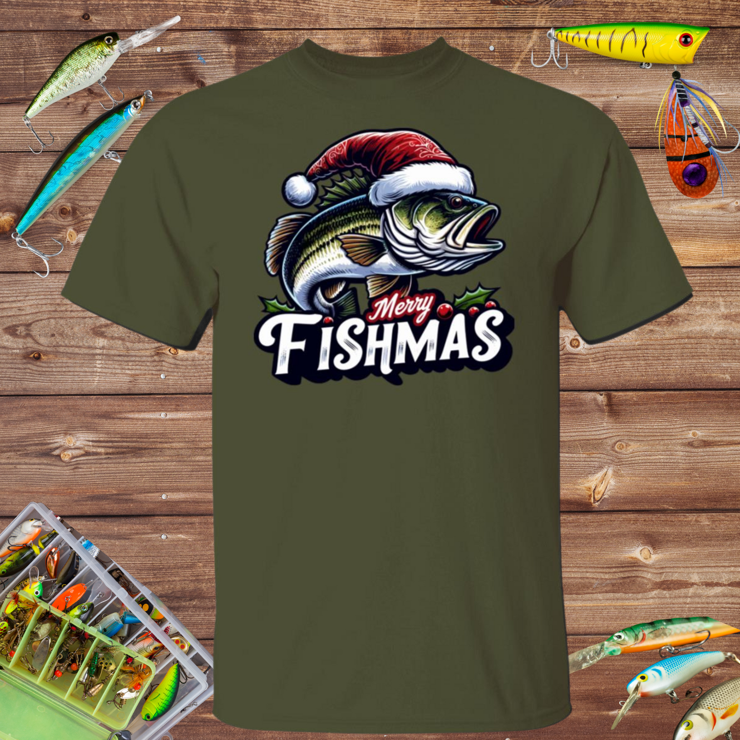 Merry Fishmas Fishing Tee