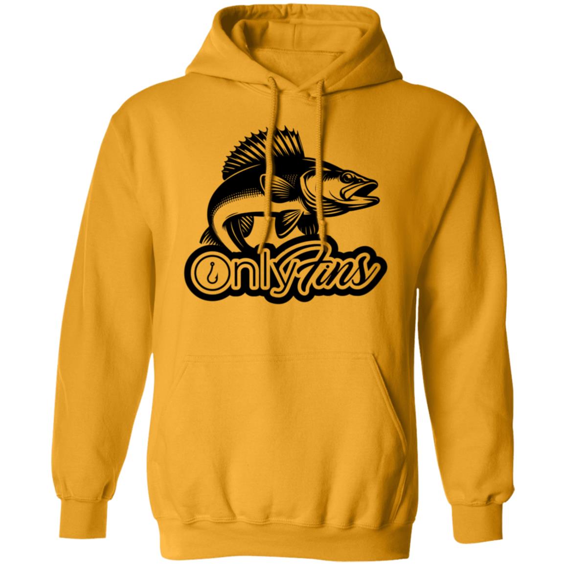 Only Fins Walleye Fishing Hoodie (Black Text)