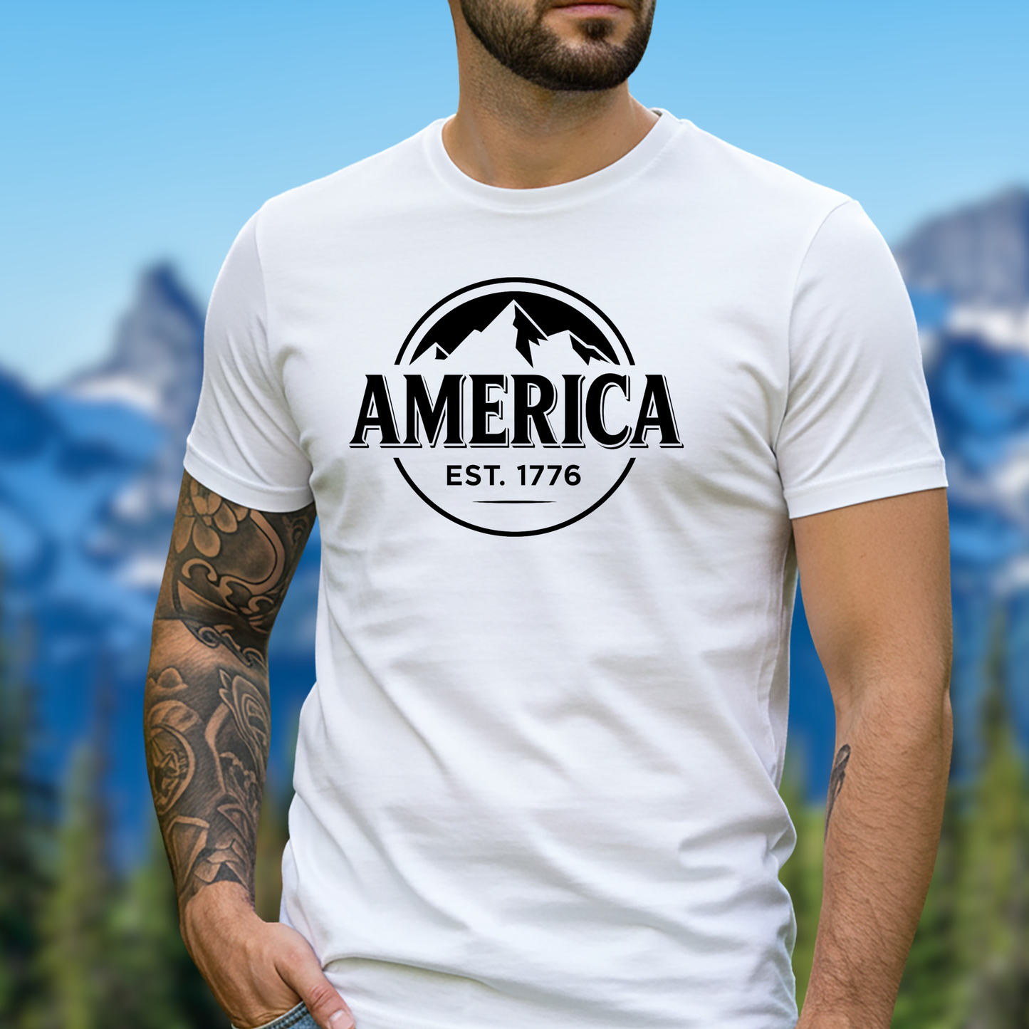 America Patriotic Beer Drinking T Shirt (Black Design)