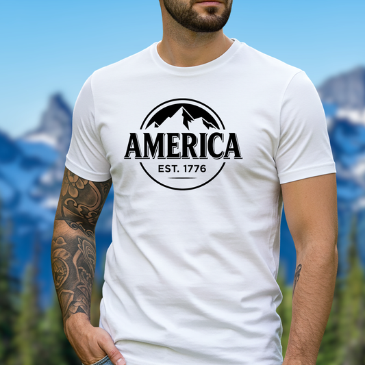 America Patriotic Beer Drinking T Shirt (Black Design)