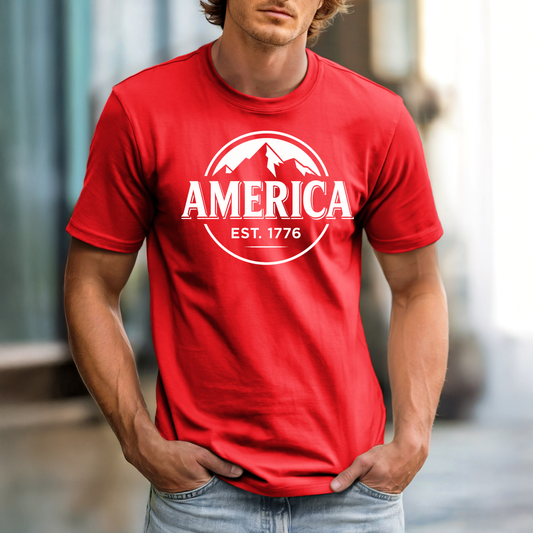America Patriotic Beer Drinking T Shirt (White Design)