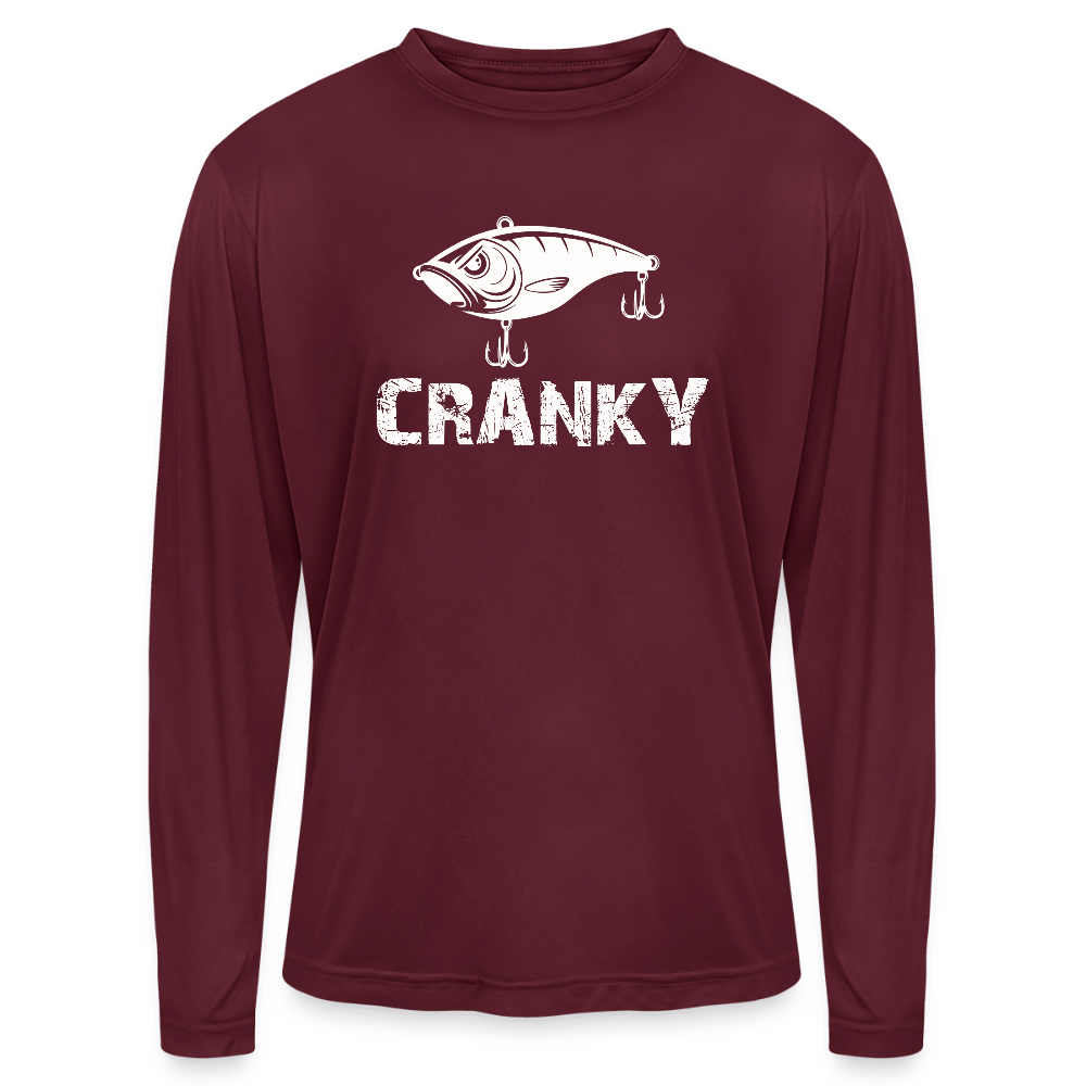 Cranky Crankbait UPF40 Performance Long Sleeve T Shirt - maroon 
