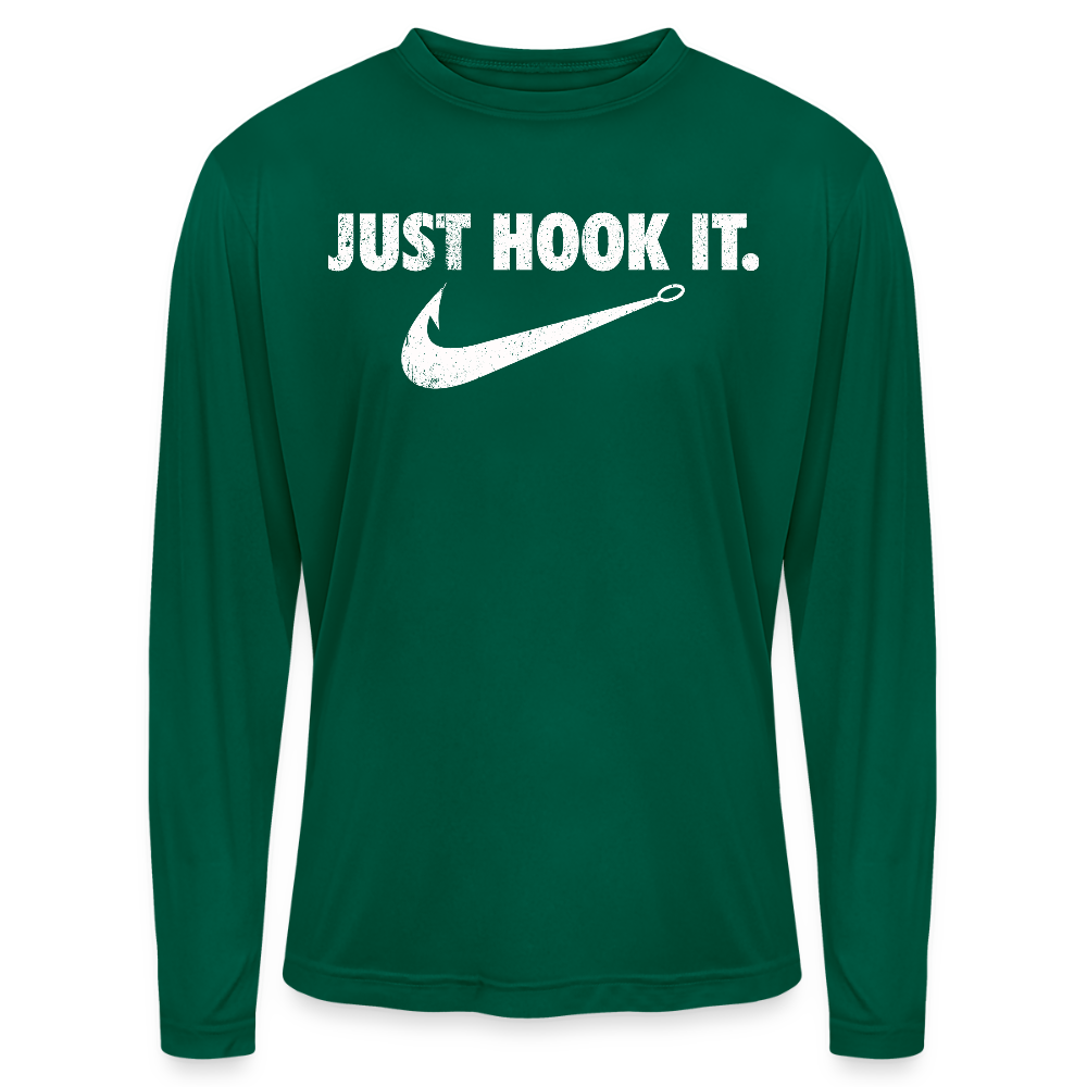 Just Hook It Performance Fishing Long Sleeve Tee - forest green