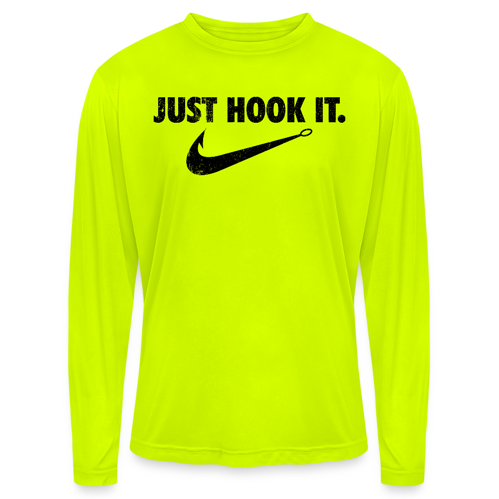 Just Hook It Performance Fishing Long Sleeve Tee - safety yellow