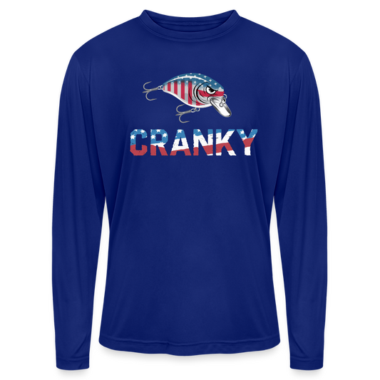 Cranky Crankbait USA UPF40 Performance Long Sleeve T Shirt - royal blue