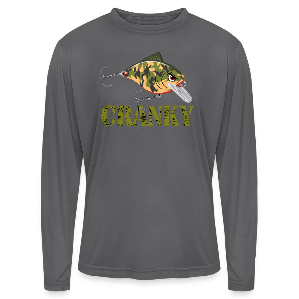 Cranky Camo Crankbait UPF40 Performance Fishing Long Sleeve Tee - graphite