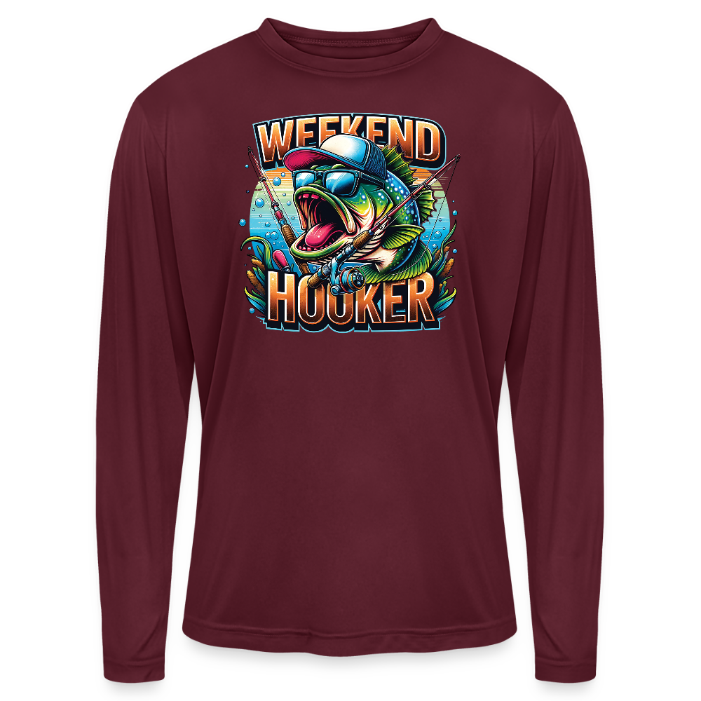 Weekend Hooker UPF40 Performance Long Sleeve T Shirt - maroon 