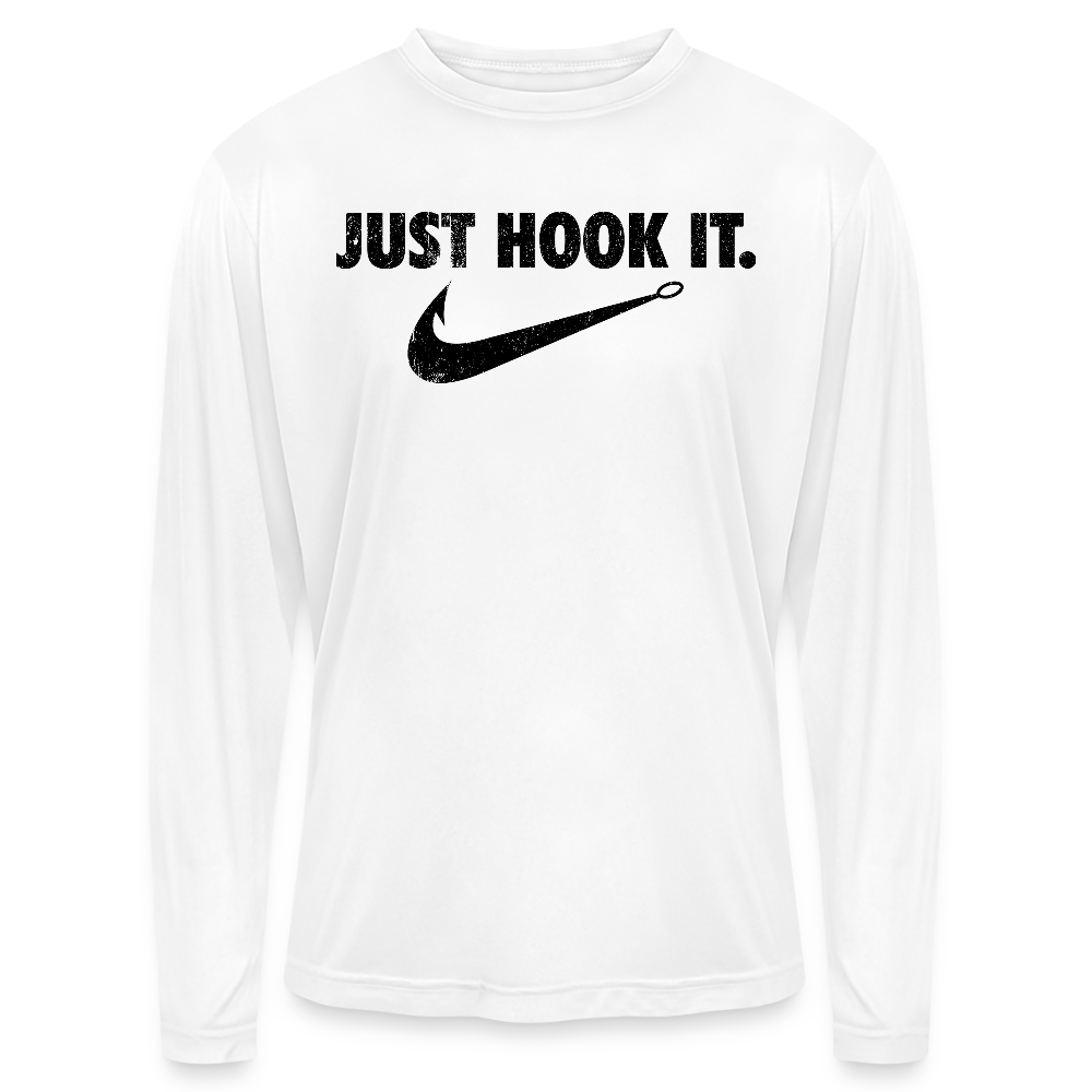 Just Hook It Performance Fishing Long Sleeve Tee - white