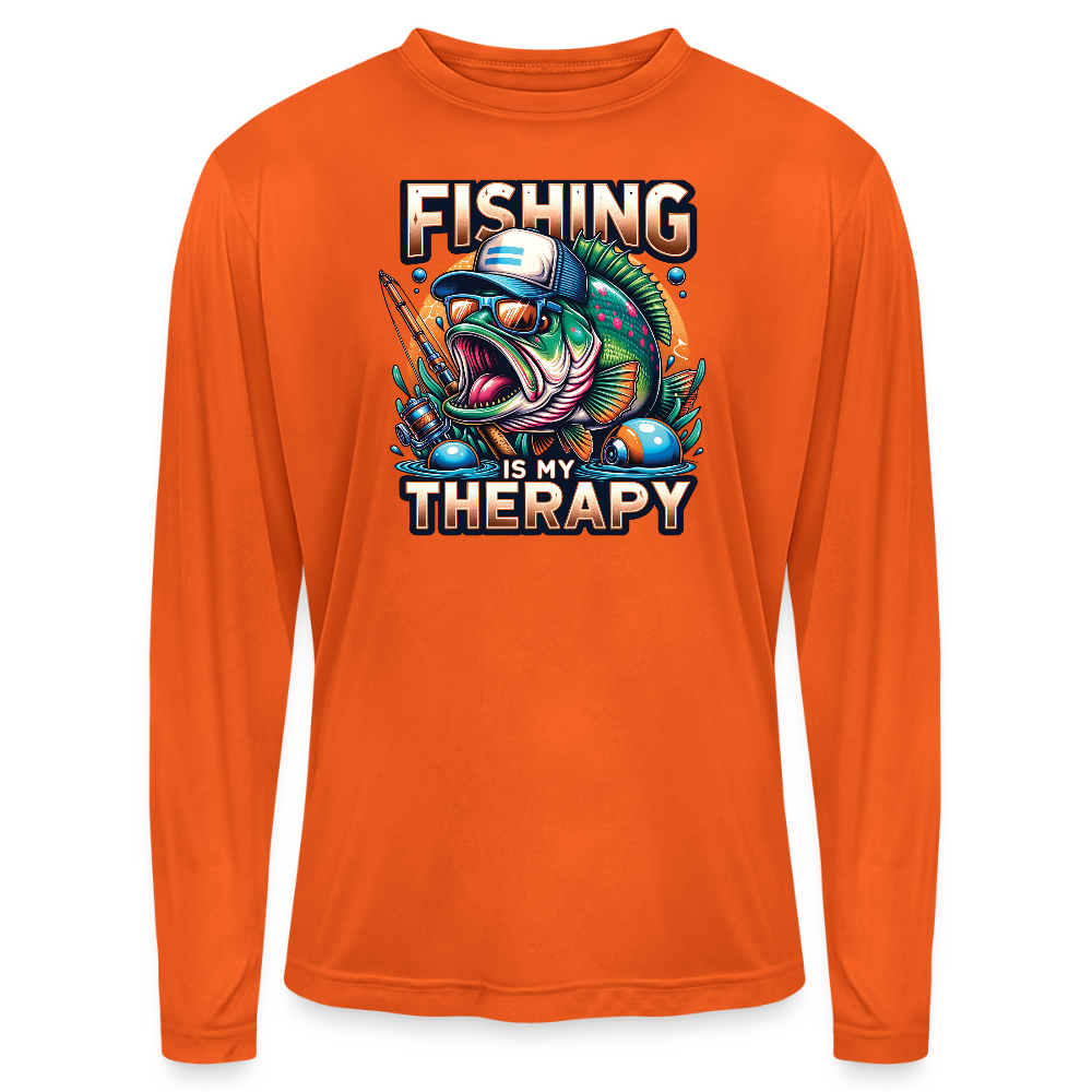 Fishing Is My Therapy UPF40 Performance Long Sleeve Fishing T Shirt - orange