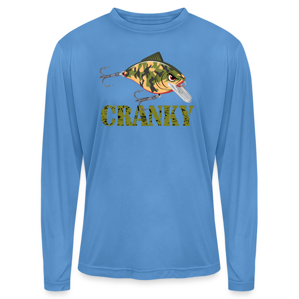 Cranky Camo Crankbait UPF40 Performance Fishing Long Sleeve Tee - light blue