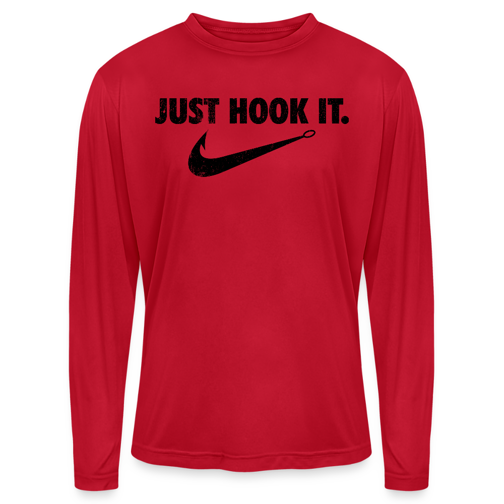 Just Hook It Performance Fishing Long Sleeve Tee - red