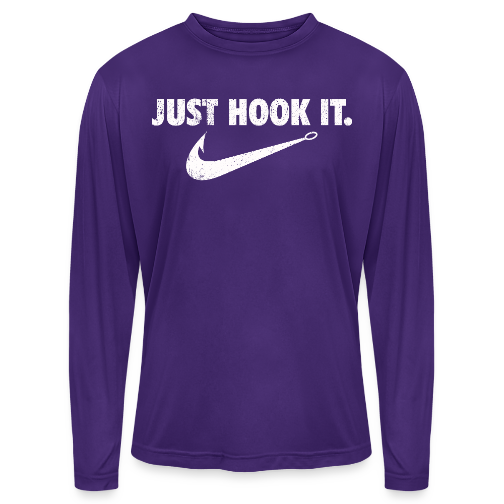 Just Hook It Performance Fishing Long Sleeve Tee - purple