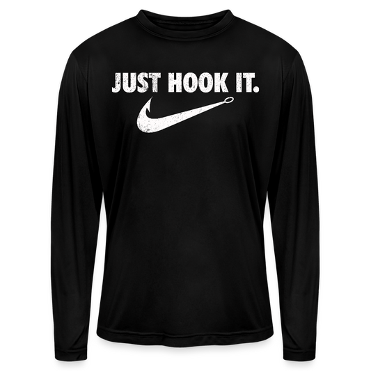 Just Hook It Performance Fishing Long Sleeve Tee - black