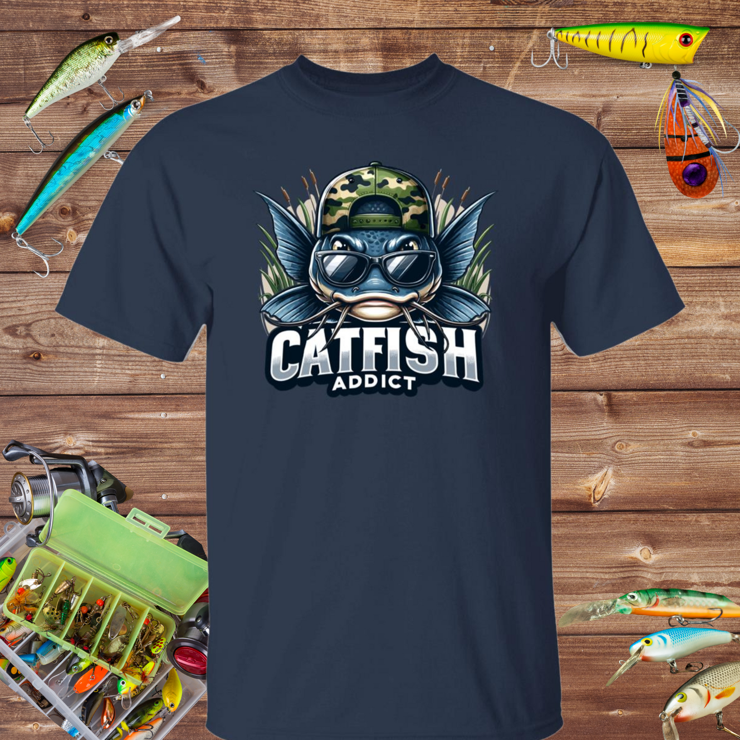 Catfish Addict Fishing T Shirt