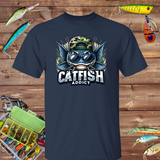 Catfish Addict Fishing T Shirt