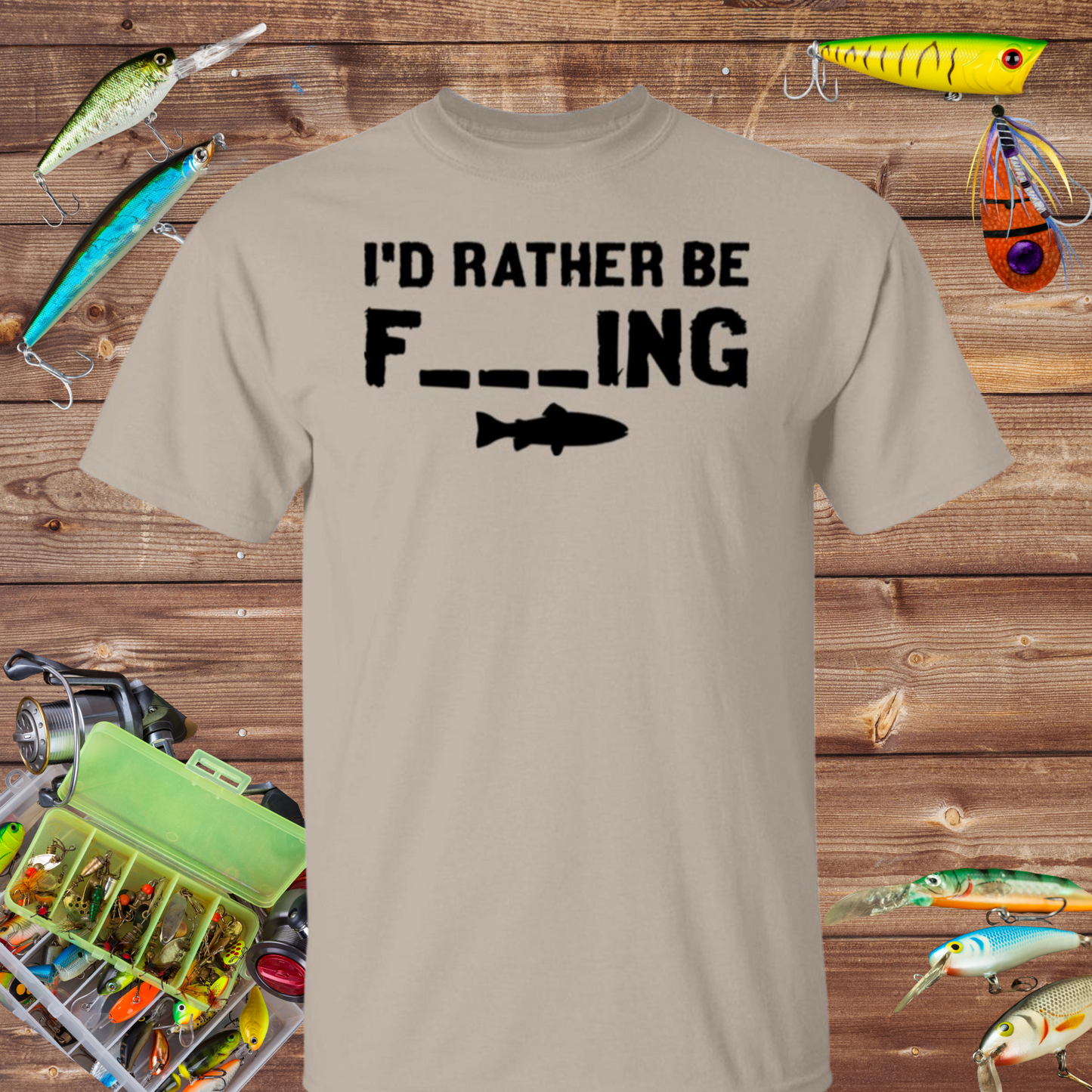 I'd Rather Be Fishing Shirt (black text)