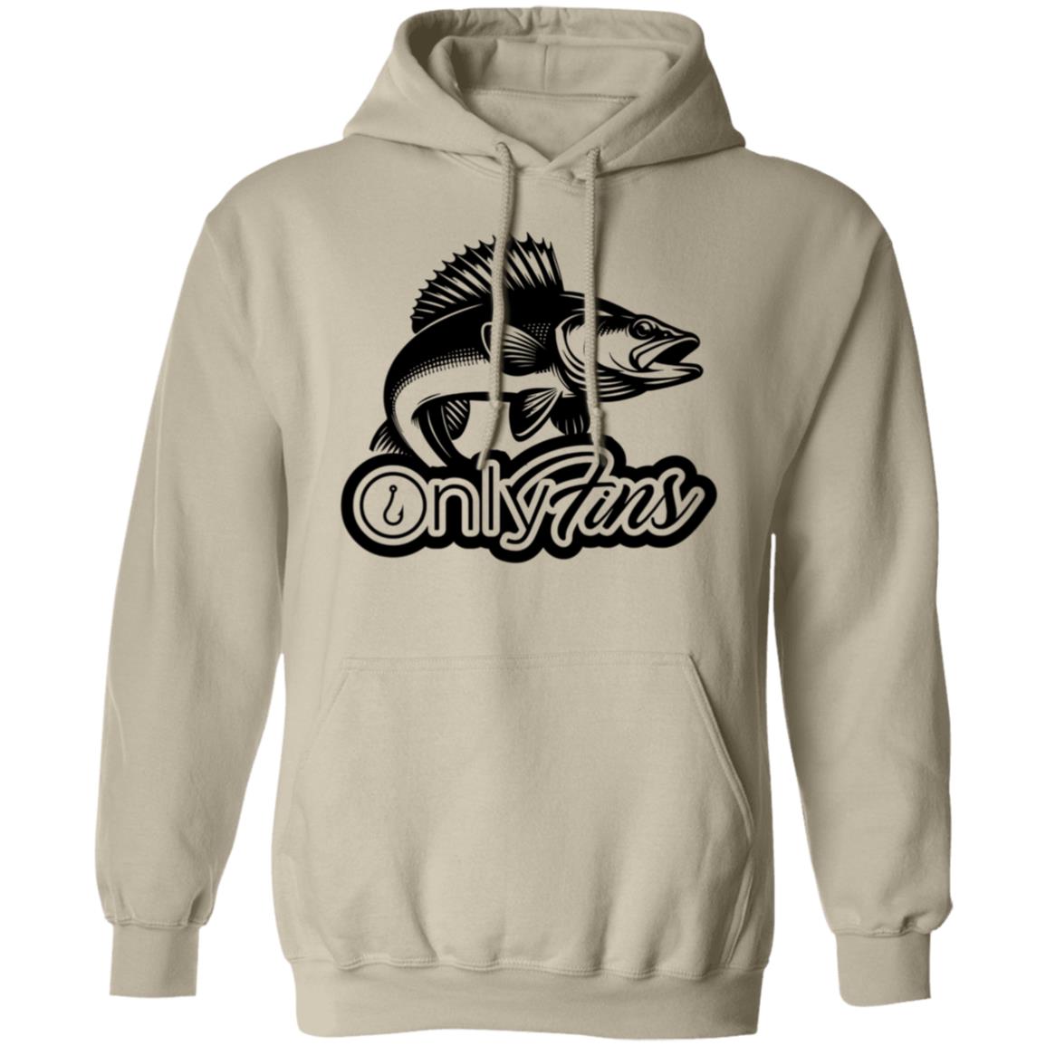 Only Fins Walleye Fishing Hoodie (Black Text)