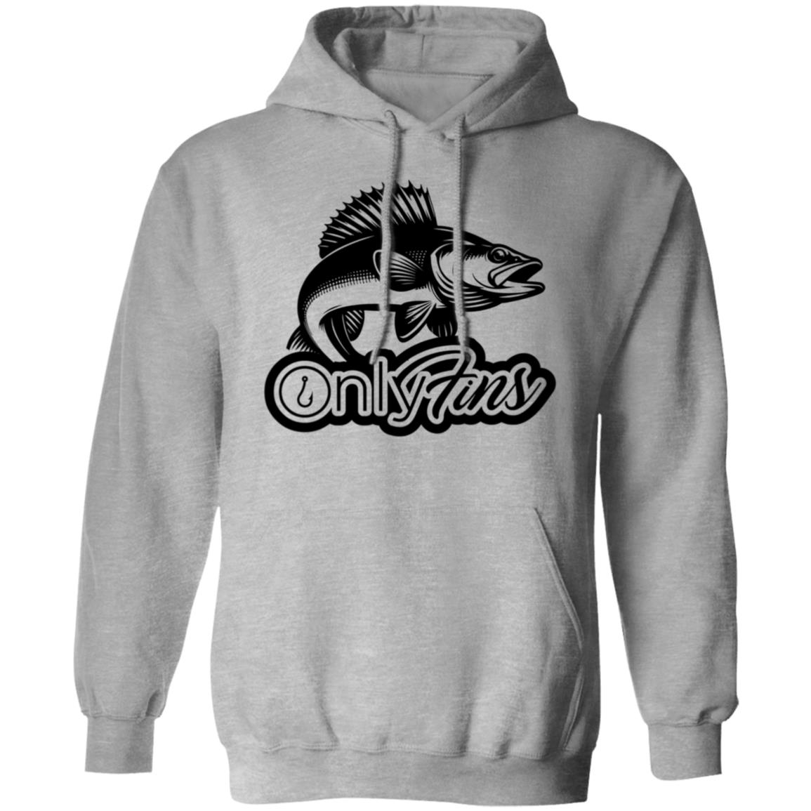 Only Fins Walleye Fishing Hoodie (Black Text)