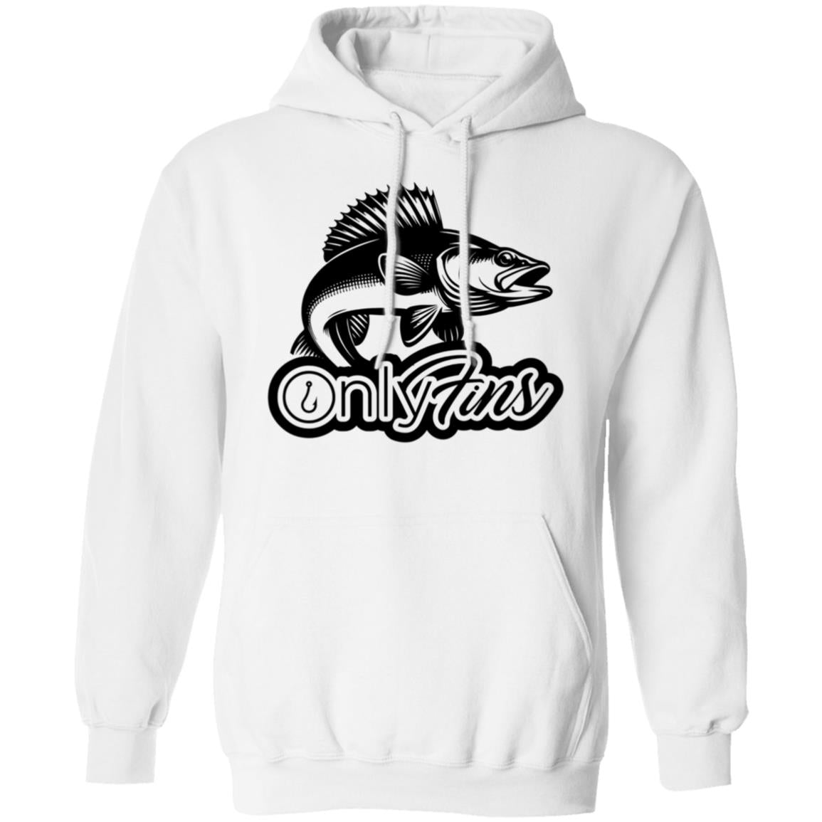 Only Fins Walleye Fishing Hoodie (Black Text)
