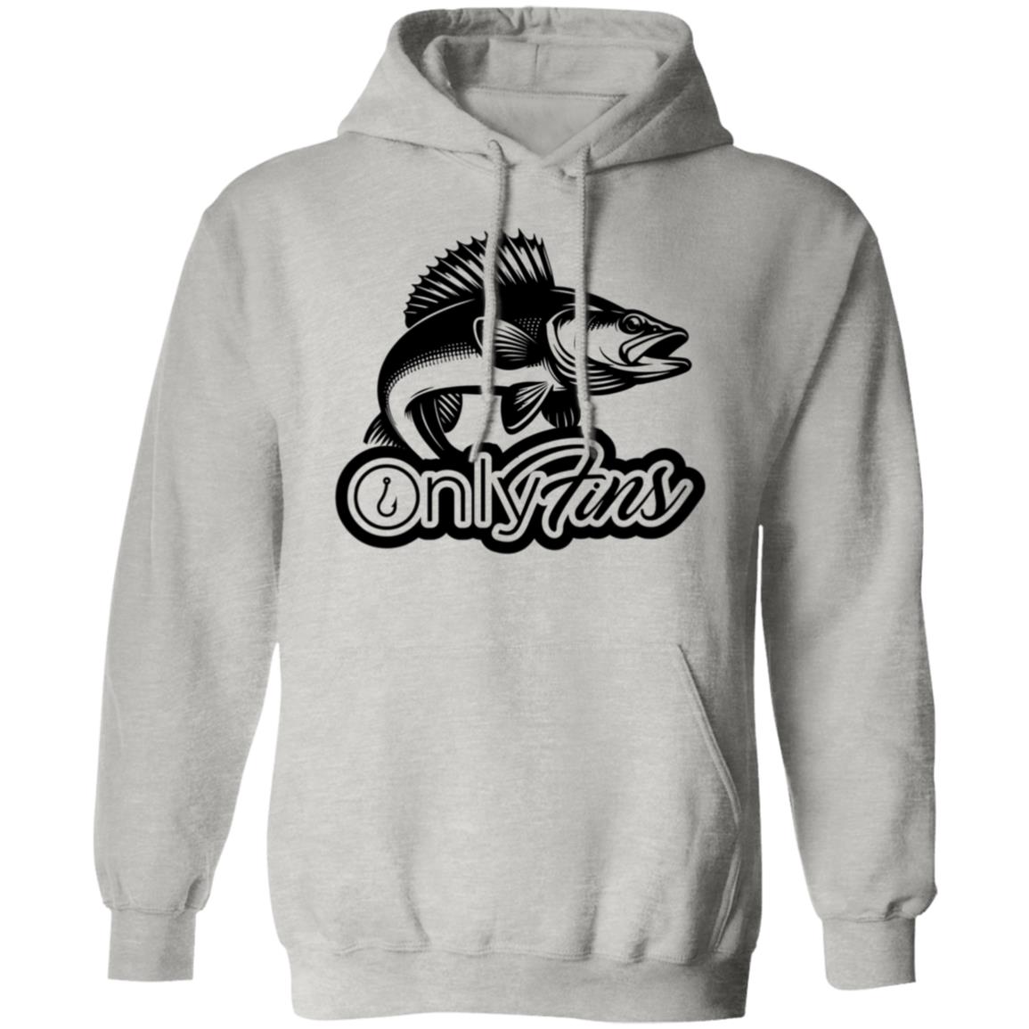 Only Fins Walleye Fishing Hoodie (Black Text)