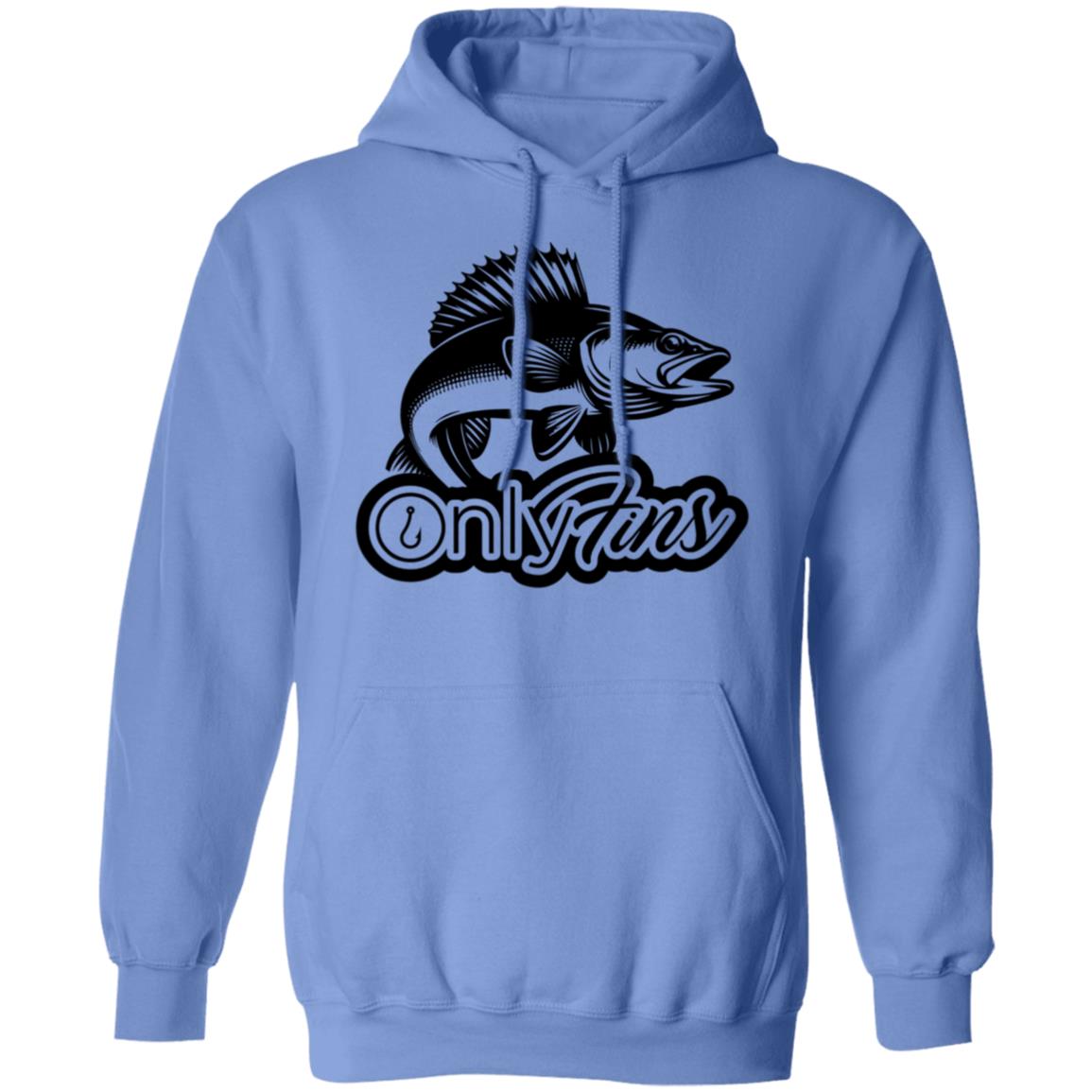 Only Fins Walleye Fishing Hoodie (Black Text)