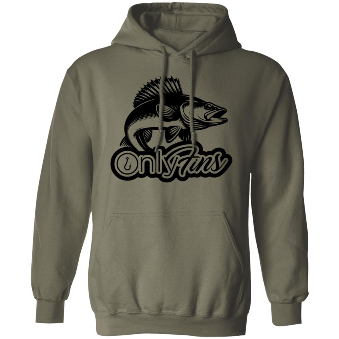 Only Fins Walleye Fishing Hoodie (Black Text)