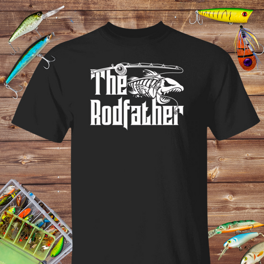 The Rodfather Fishing T Shirt (White Text)