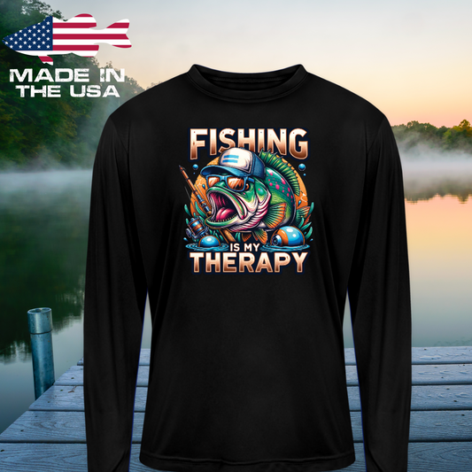 Fishing Is My Therapy UPF40 Performance Long Sleeve Fishing T Shirt